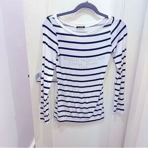 Morgan Champs-Elysées, Paris Long sleeve Navy and White Top